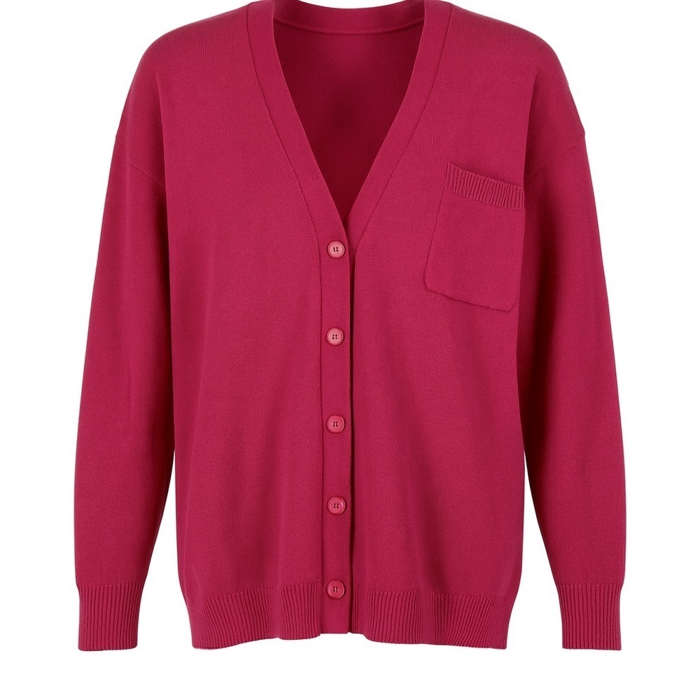 Nicole & David Oversized Cardigan Size L 100% Cotton Deep Wine Red • V neck